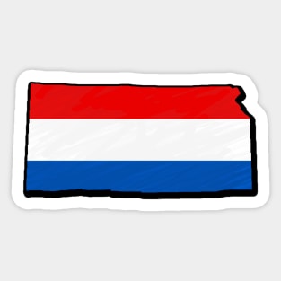 Red, White, and Blue Kansas Outline Sticker